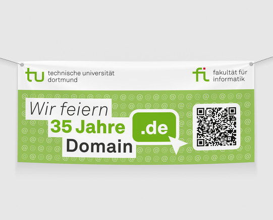 Jubiläumsbanner zur Feier des 35-Jährigen Bestehens der ".de"-Domain